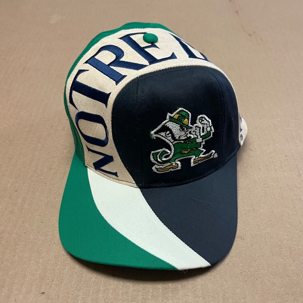 Vintage 90s Notre Dame Fighting Irish Vortex Swirl Snapback Hat Twins Enterprise